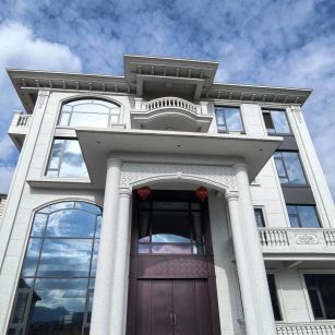 德州白麻别墅外墙干挂石材效果示例