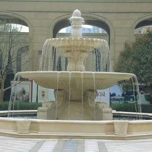 德州 黄金麻花岗岩异型加工——户外庭院石雕流水喷泉