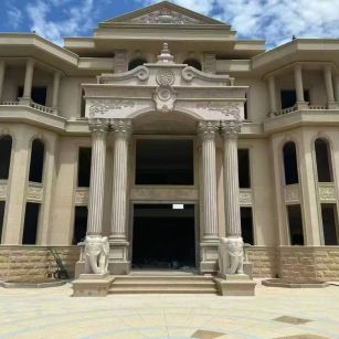 德州 黄金麻别墅外墙干挂，大柱，大象，蘑菇石，雕花板