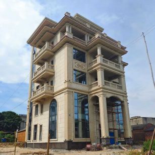 德州 黄金麻花岗岩石材别墅外墙干挂搭配（雕花栏杆花瓶柱门楼罗马柱）