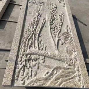 德州 黄金麻雕刻板浮雕迎客松