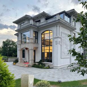 德州 白麻花岗岩私人别墅干挂石材豪华定制