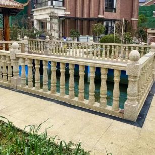 德州黄金麻花岗岩石材栏杆，扶手，将军柱，花瓶柱