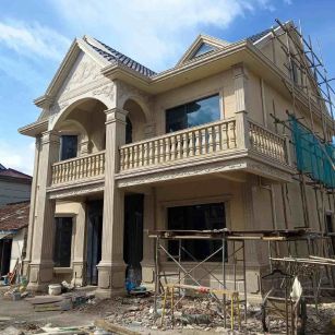 德州 黄金麻花岗岩石材私人别墅雕花门楼柱阳台栏杆