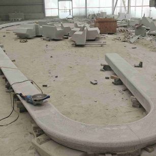 德州 芝麻白花岗岩弧形花坛石，坐凳石