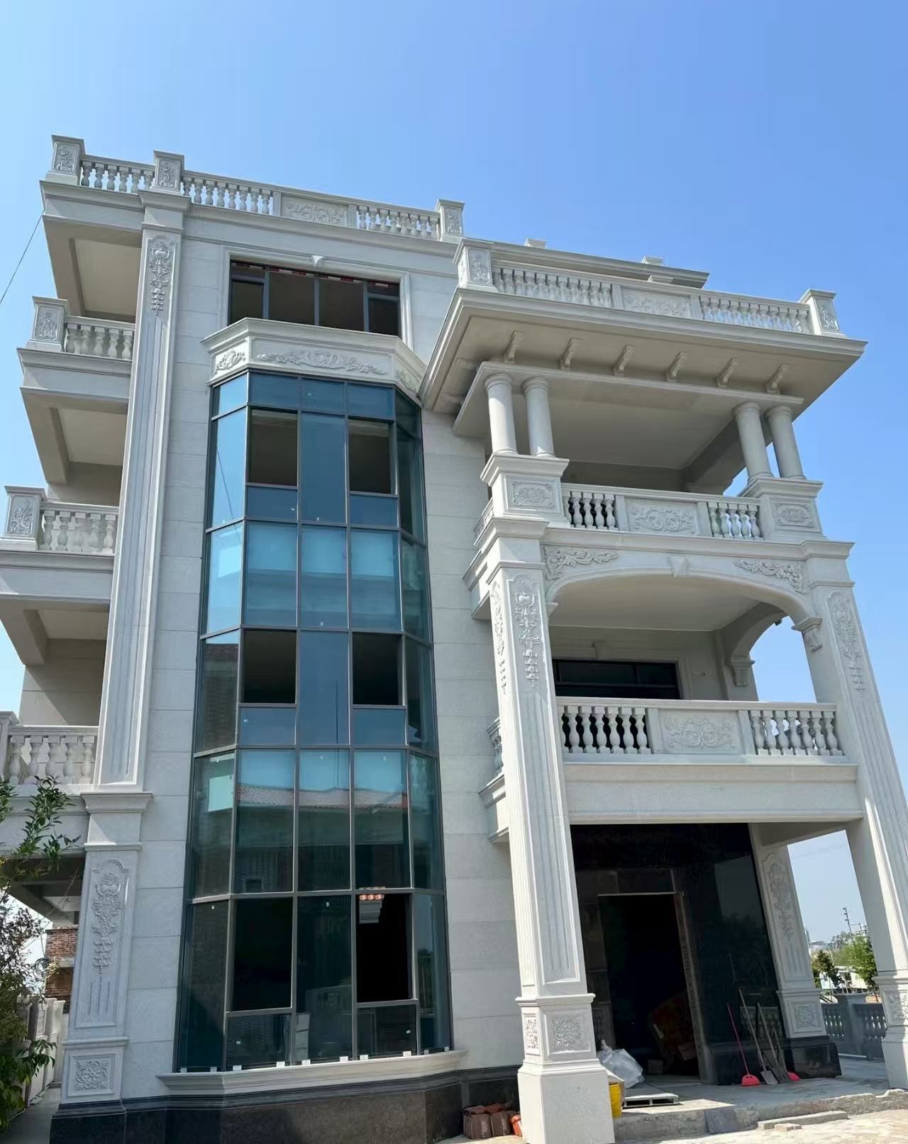 德州 白麻花岗岩别墅外墙干挂效果展示