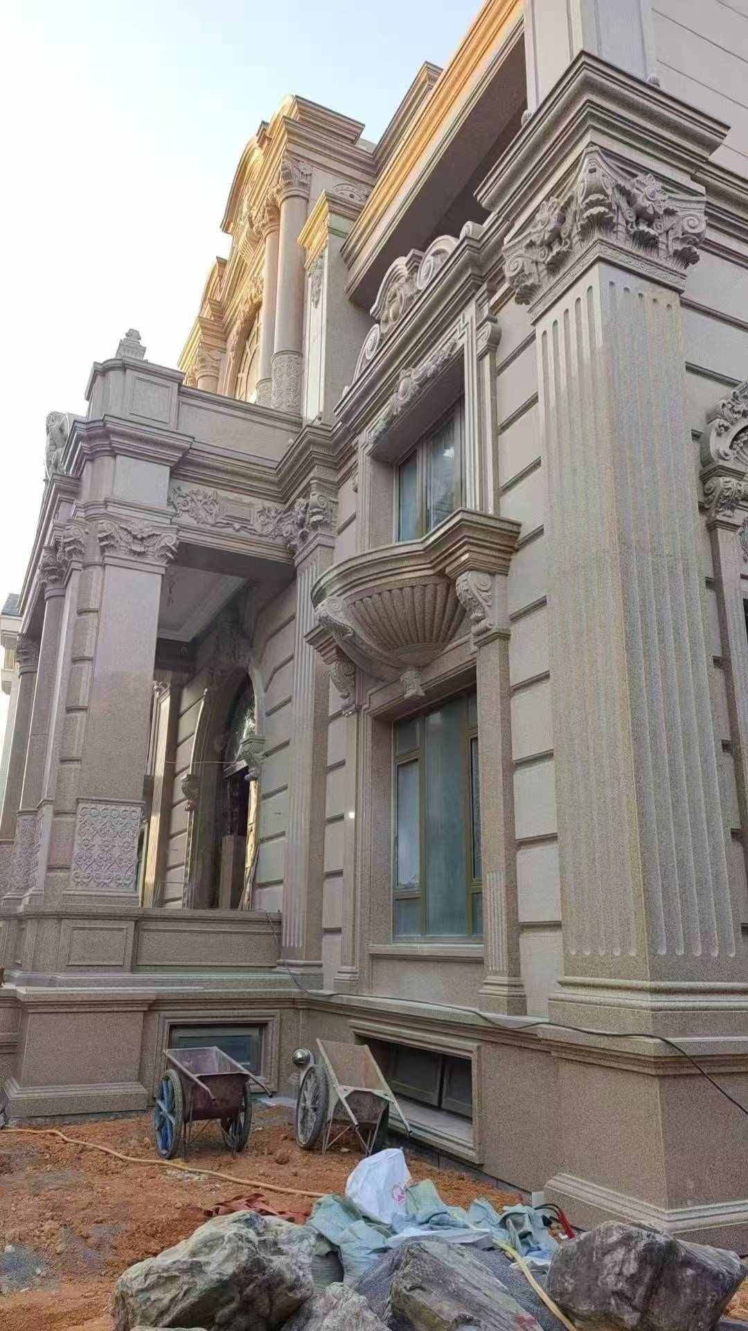 德州 黄金麻花岗岩光面别墅外墙干挂施工完成