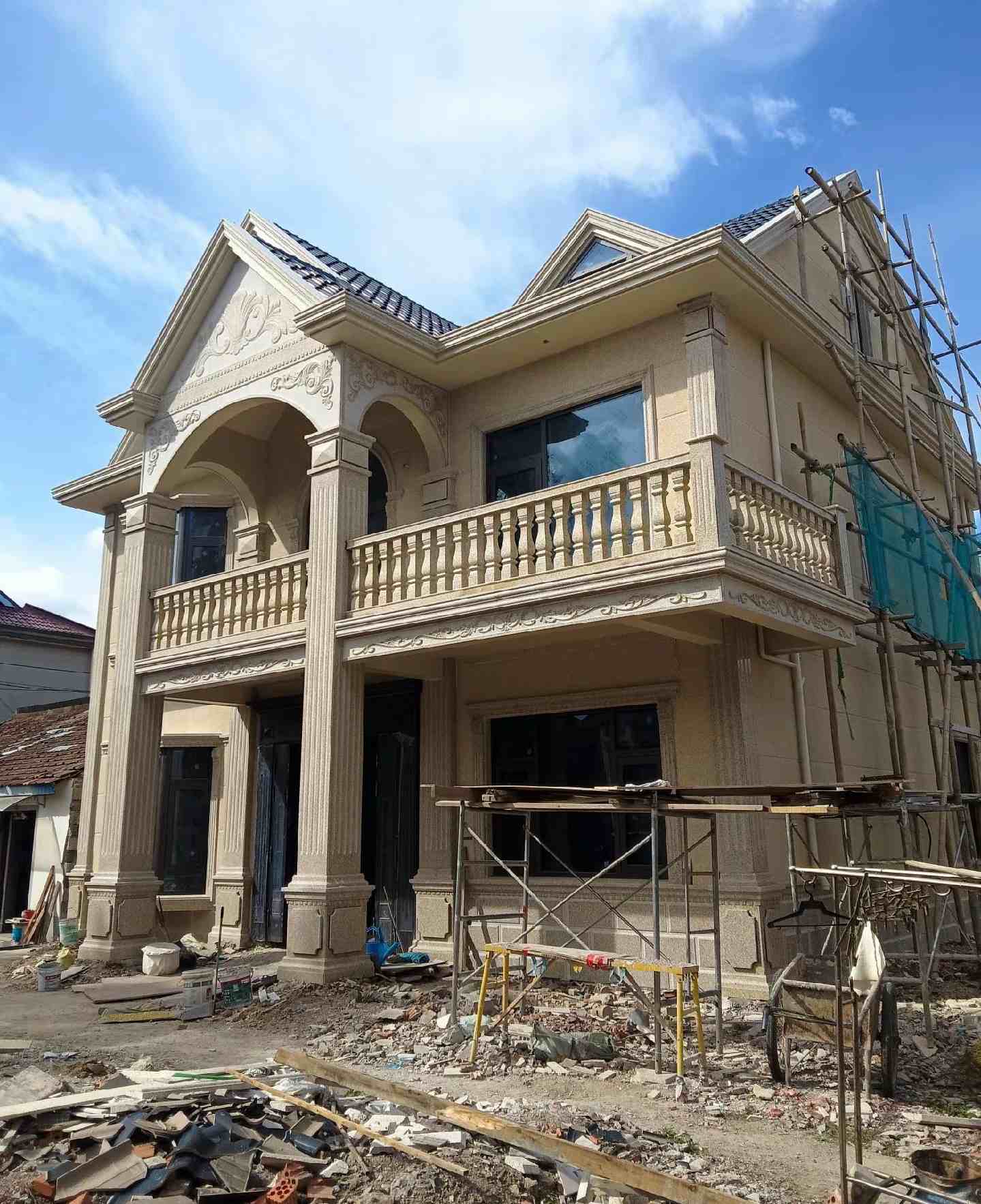 德州 黄金麻花岗岩石材私人别墅雕花门楼柱阳台栏杆