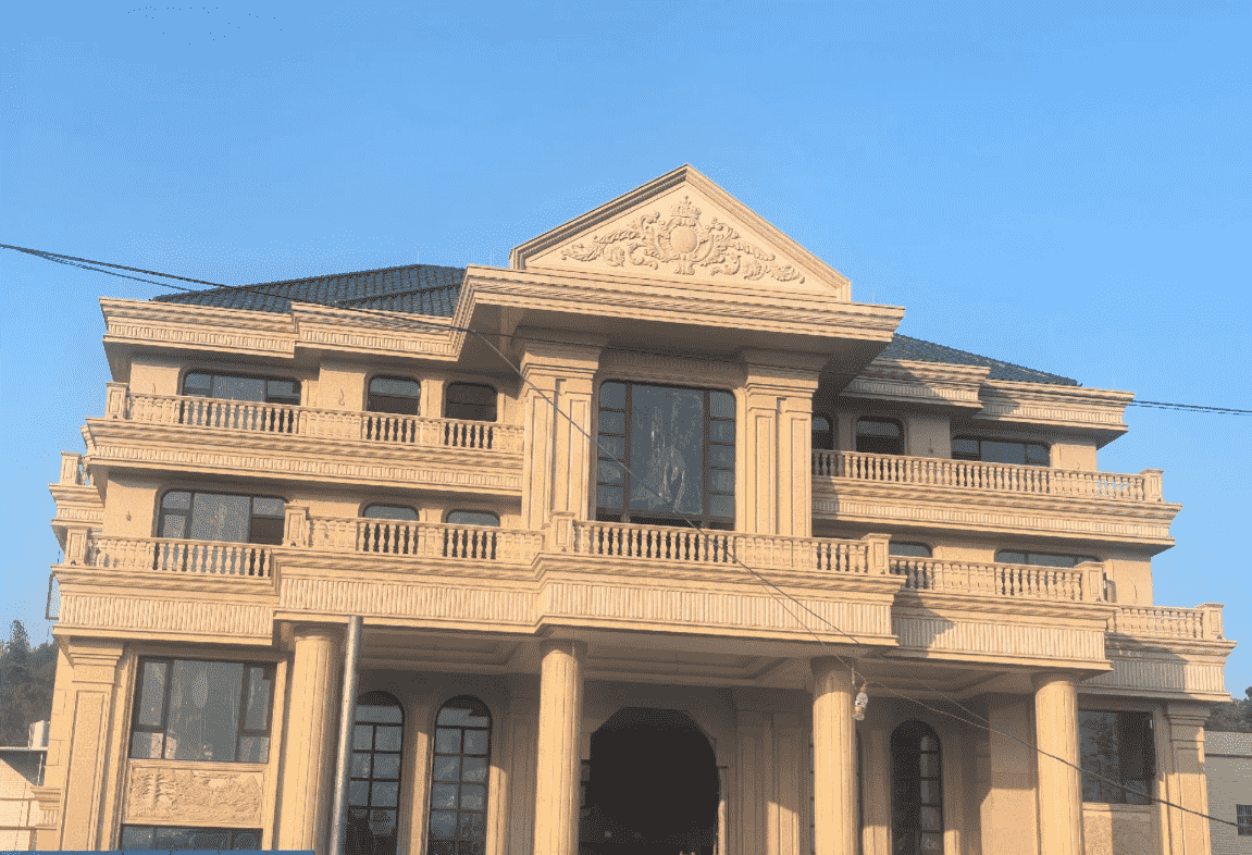 德州黄金麻别墅外墙干挂石材效果示例