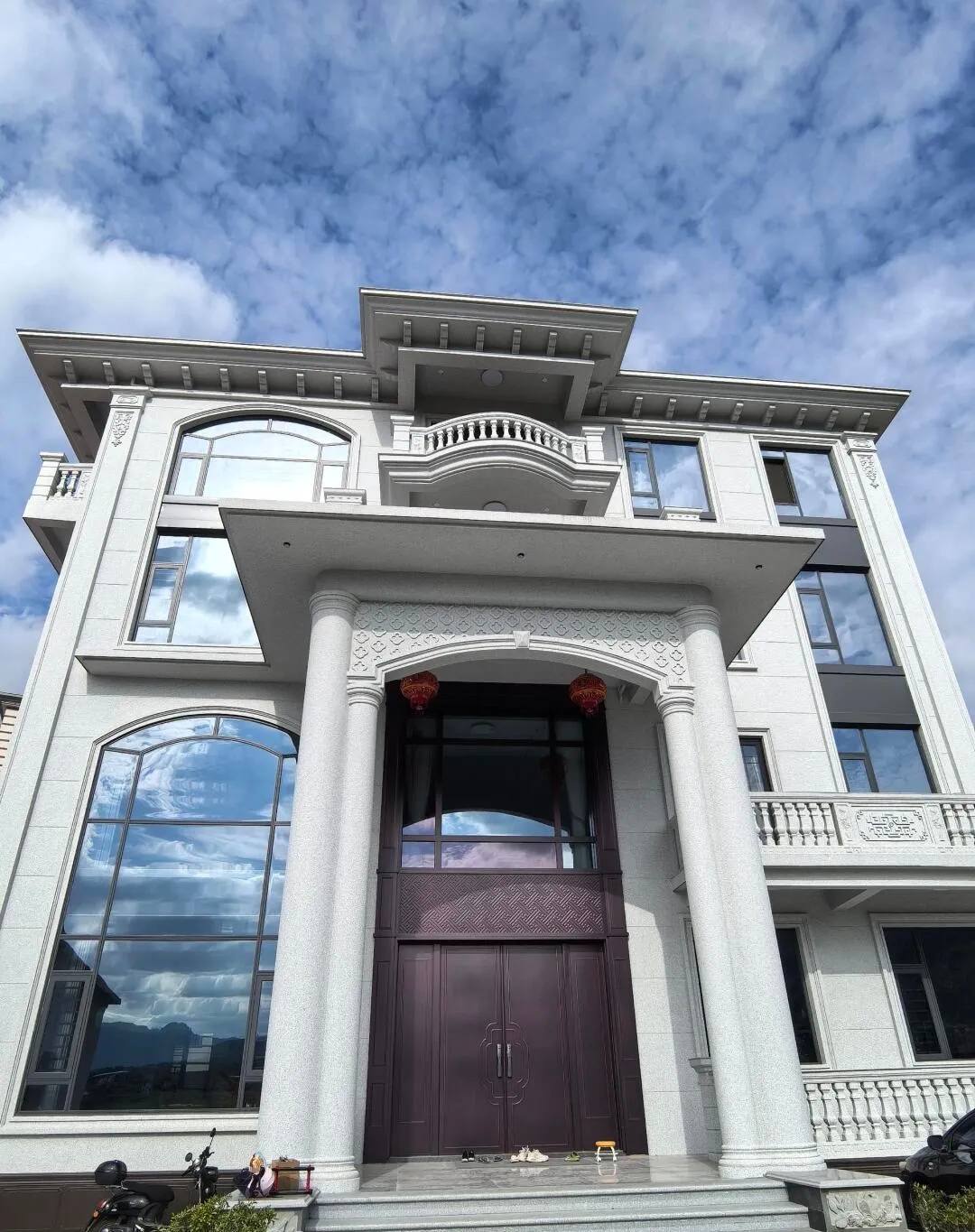 德州白麻别墅外墙干挂石材效果示例