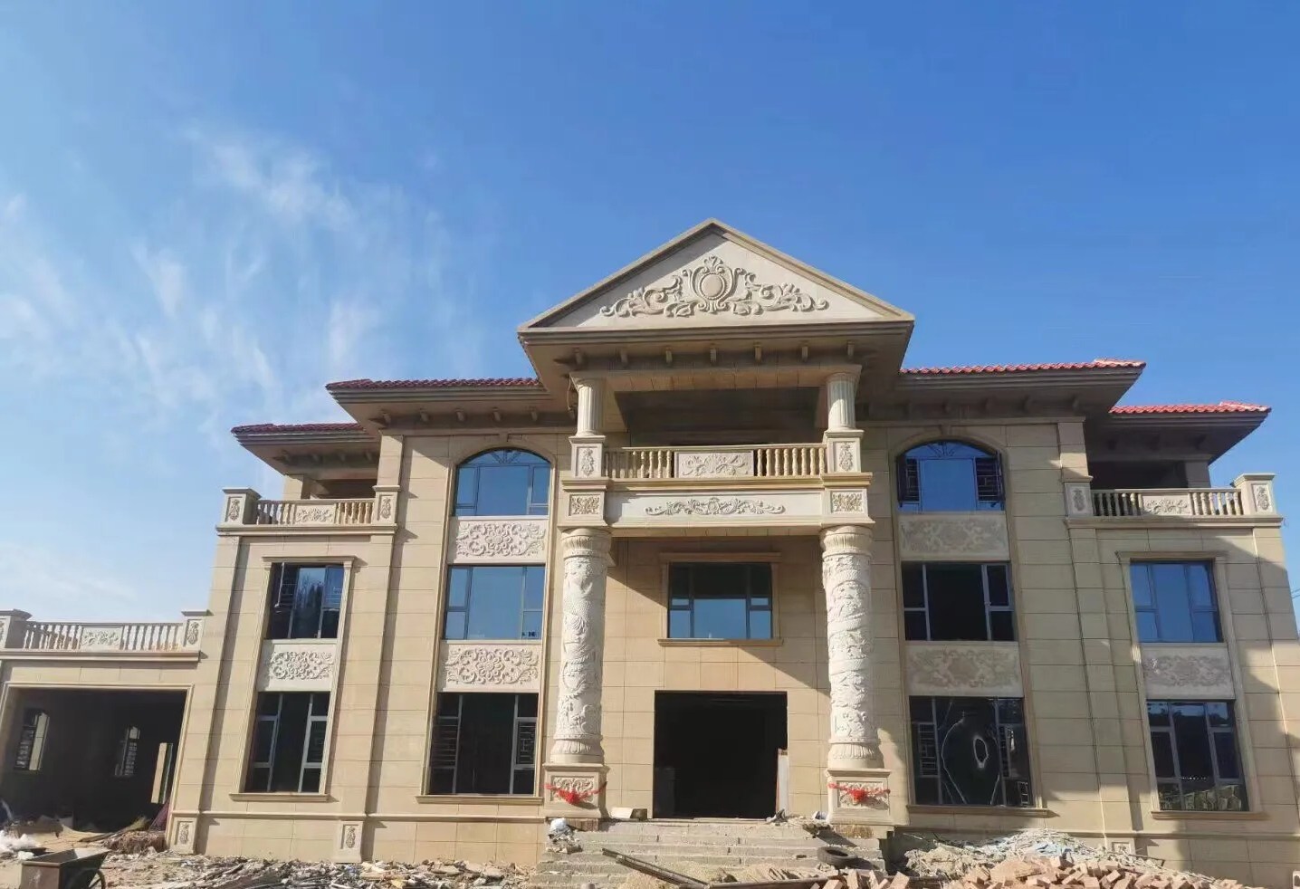 德州 黄金麻花岗岩别墅外墙干挂